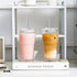 20oz Set 4 SoulTimes Ribbed & Floral Glass Tumbler of Reusable Glass Cups with Lid and Glass Straw, To-Go Iced Coffee