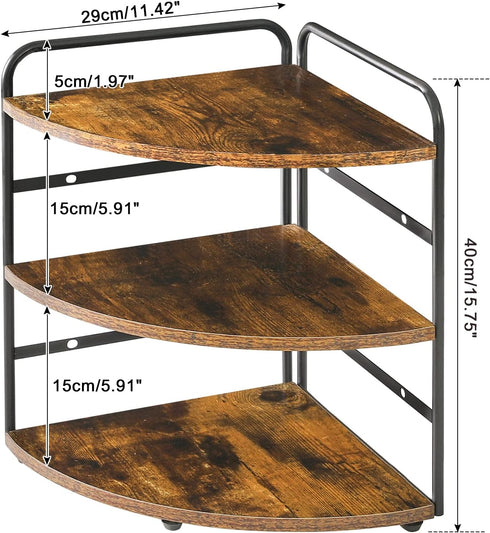 Counter 3-Tier Brown,TWJ002H IBUYKE Corner Shelf, Kitchen Organizer, Bathroom Vanity Trays, Spice Rack for Small