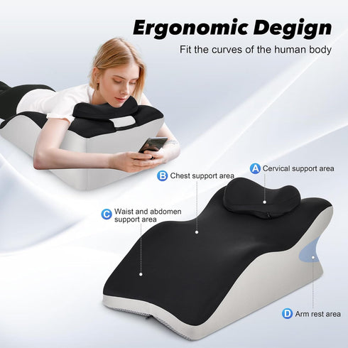 Aduken Reading Pillow for Bed, Adult Memory Foam Ergonomic Back Support Pillow for Sitting up, Prone Pillow Face Down