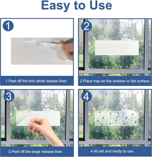 Window Fly Traps Indoor Clear 50 Pack, Sticky Fruit Fly Traps for Inside Home, Fly Catchers