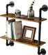 IBUYKE 26" Pipe Floating Shelves, 2-Tiers Industrial Wall Mount Bookshelf, Metal Bracket Storage Shelf for Home