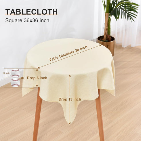 36x36 Inch Wolkemer Square Tablecloth Rustic Textured Polyester Tablecloths Washable Farmhouse Table Cover