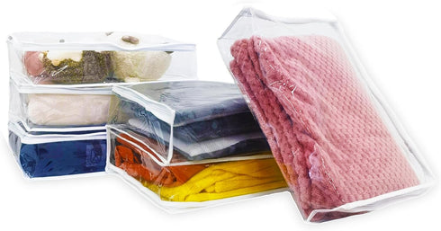 Plastic Storage Bags for Clothes, Clear Zippered Storage Bags for Sweater and Blanket Storage, 6 Packs, 16*12*4 Inch