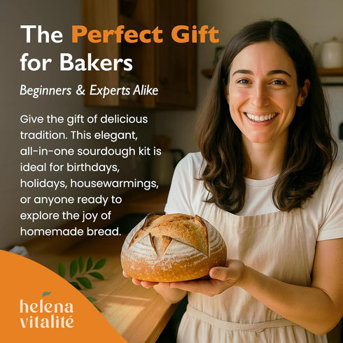 Helena Vitalit Set 10" 9" Bannetons,1000ml Sourdough Starter Kit Bread Baking with Oval & Round Silicone Starter Jar