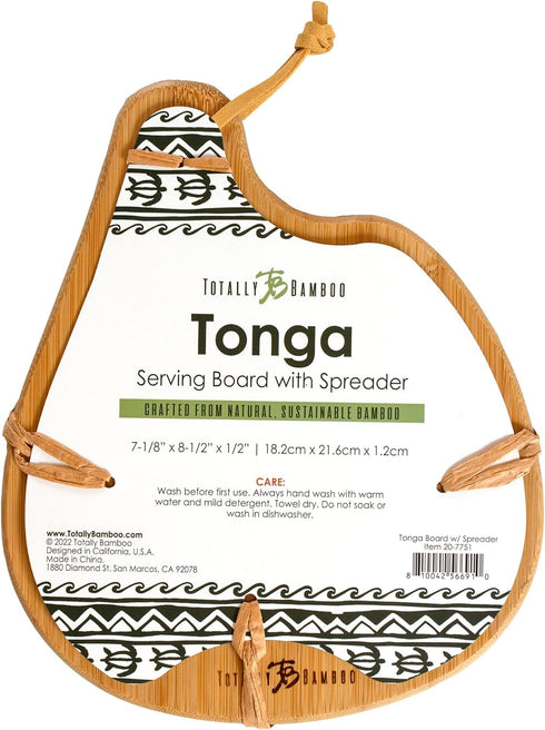 Totally Bamboo Tonga Serving Board and Spreader Set, 7-1/2" x 8-1/2"