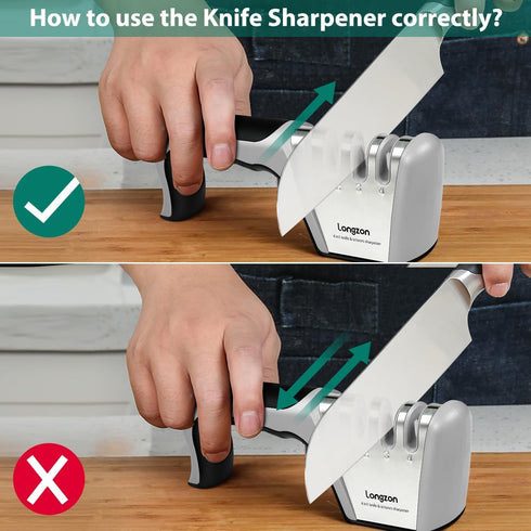 4-in-1 Knife Sharpener with Cut-Resistant Glove, Original Premium Polish Blades, Best Kitchen Knife Sharpener