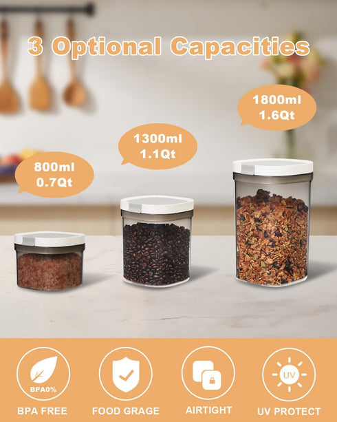 Airtight Food Storage Containers with Lid, 0.7QT/800ML BPA Free Plastic Canister for Coffee, Spices, Snacks