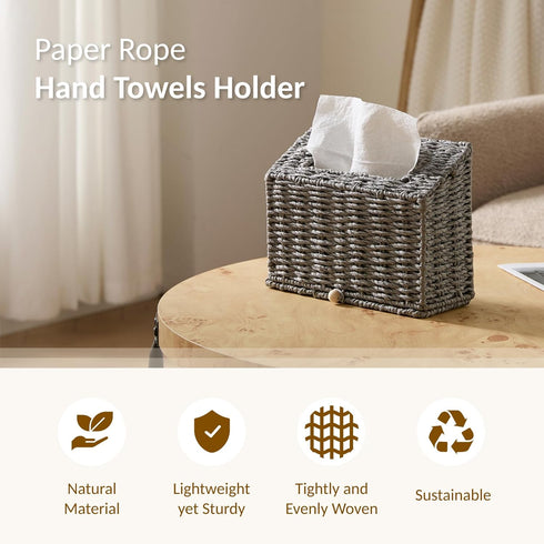 Unjumbly Hand Towel Box Cover, Designed for Kleenex Disposable Hand Towels, Paper Rope Tissue Box for Bathroom, Powder