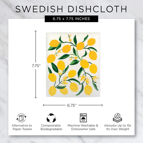 DII Reusable Swedish Dishcloths for Kitchen & Cleaning, Machine Washable, Biodegradable, 3 Piece