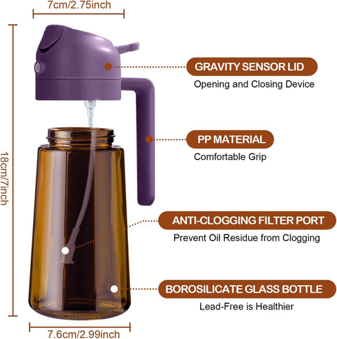 16oz/470ml 2 1 YARRAMATE Dark Brown Oil Sprayer for Cooking with Stickers, Food-grade Premium in Olive Oil Dispenser