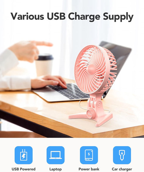 USB Desk Fan, Small Fans with CVT Variable Speeds, Quiet Portable Mini Personal Table Fan for Home Office