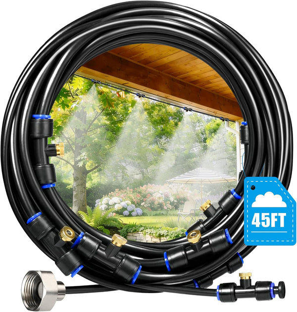 Mellbree Misters for Outside Patio 45FT/14M, Pre-Assembled Misting Cooling System with 12