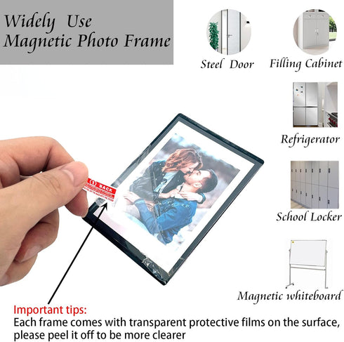 Magnetic Polaroid Picture Frame 2.5 * 3.5", Instax Mini Frame Photo Magnets, Black-20 Pcs for Fridge, Wallet Size