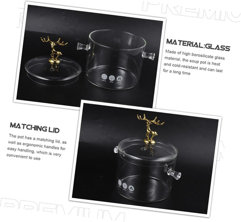 Multi-functional Glass Stewing Pot, Heat Resistant Cookware, Home Stew Pot for Kitchen, High Borosilicate Glass