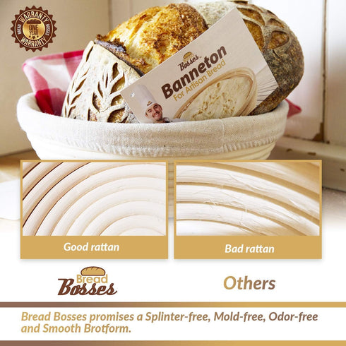 9 Inch Bread Banneton Proofing Basket - Baking Bowl Dough Gifts for Bakers, Proving Baskets for Sourdough
