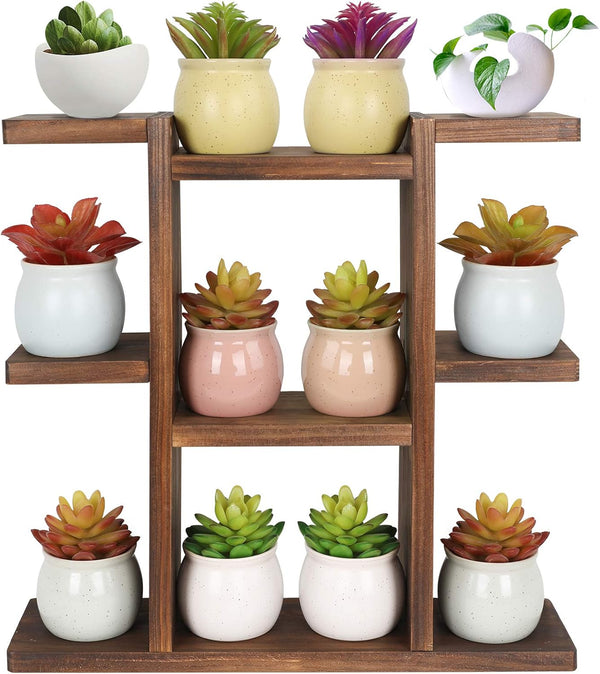 Wood Desktop Plant Stand Indoor Small Windowsill Flower Shelf Tabletop Plant Shelf