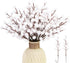 Vellibring 32 Pack Artificial White Berry Stems, Christmas White Berries Picks Holly Berry