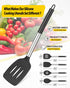 Pack of 4 Silicone Cooking Utensils Set, Non Stick Large Solid Spatulas, Heat Resistant Black Slotted Spoons, Ideal BPA Free Kitchen Turners for Frying, Mixing,Serving,Draining,Turning,Stirring by BUNDLEPRO