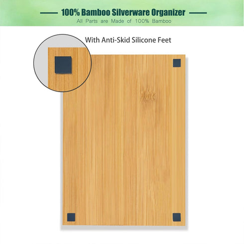 Bamboo Kitchen Drawer Silverware Organizer, 9 Inch Tray Holder for Small Drawer, 5-Slots Cutlery Tray