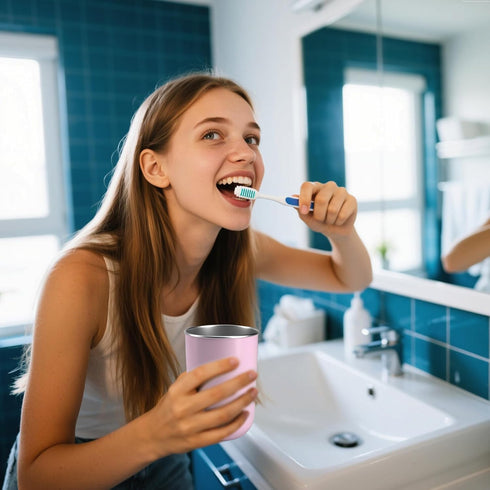 12 oz Stainless Steel Mouth wash Cup Toothbrush Cup Stainless Steel Small Children Cups for HomeBPA-Free Insulated