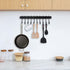 Utensil Holder, Kitchen Rail with 10 Hooks, Wall Mounted Wrought Iron Hanging Utensil Holder Rack, 17 Inch for Coffee