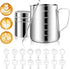 Stainless Steel Milk Frothing Pitcher 20oz/600ml - Milk Jug Cup for Cappuccino Coffee Stencils, Latte Art with 16