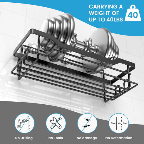 Pack Shower Caddy Shelves Organizer Rack, Single Shower Caddy,No Drilling Wall Mounted Self Adhesive Shower Shelves