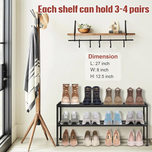 Closet KEETDY Heavy Duty Shoe Rack for Entryway, Stackable Shoe Organizer for Small Space Metal Shoe Rack Shelf Storage