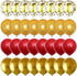 60 Pieces Red and Gold Balloons, 12 Inch Ruby Red Metallic Chrome and Pearl Gold Confetti for Party Decoration