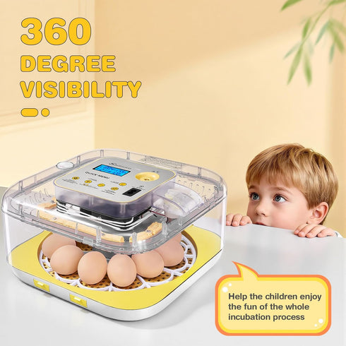 Eggs-12 2026 360 Incubator for Hatching Egg Capacity, Newly Upraded Auto Humidification, Temperature & Humidity
