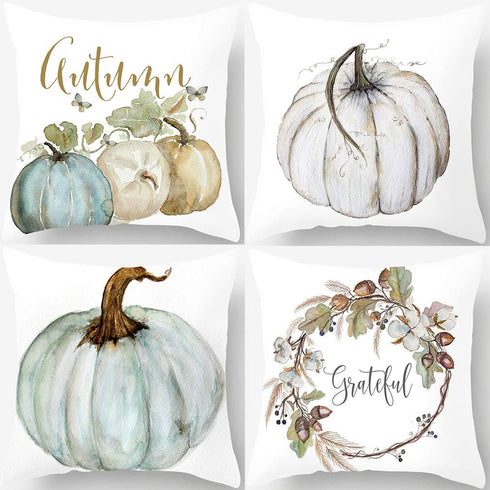 PSDWETS Autumn Decorations Pumpkin Pillow Covers Set of 4, Fall Decor Grateful Thanksgiving Throw Pillow Covers Cushion