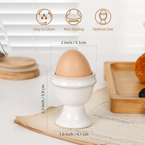 4pcs INGOFIN Ceramic Egg Cups, Egg Holder for Hard Boiled Eggs, Store and Serve Egg Holder, Tray Kitchen Gadgets Tools
