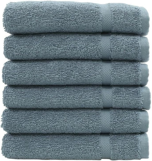 Linum Home Textiles 100% Turkish Cotton Denzi Washcloths, Set of 6, Light Blue
