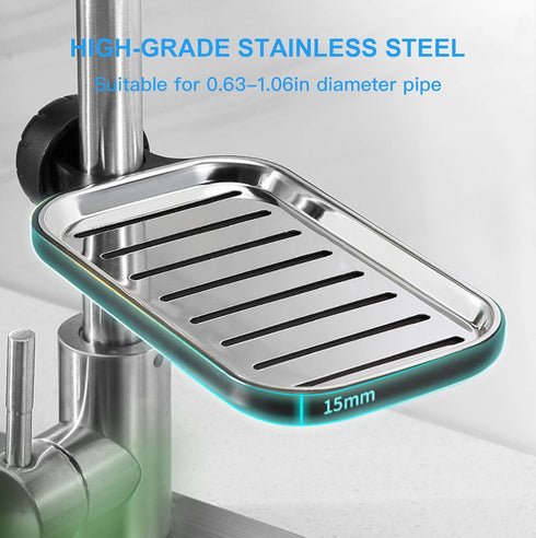 Sponge Holder for Kitchen Sink, Rustproof Waterproof Upgrade Sink Caddy, Stainless Steel, Easy to Install