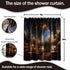 70" 78" Library Shower Curtain Bookshelf School Medieval Magic Book Bathroom Decor, Waterproof Fabric with Hooks W X L