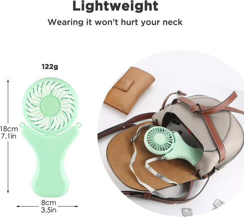 OUTXE Personal Necklace Mini Fan, 3000mAh, Hands-Free Portable Fan with USB and 3 Settings