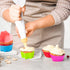 R HORSE 42 Pack Silicone Cupcake Molds, Multi Flower-Shaped Non-Stick Baking Cups, Washable Cake Cups Liners