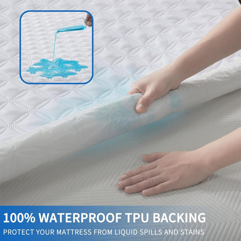 BEDLORE Waterproof Mattress Protector – California King Size Noiseless Bed Pad with Deep Pocket for Home Use