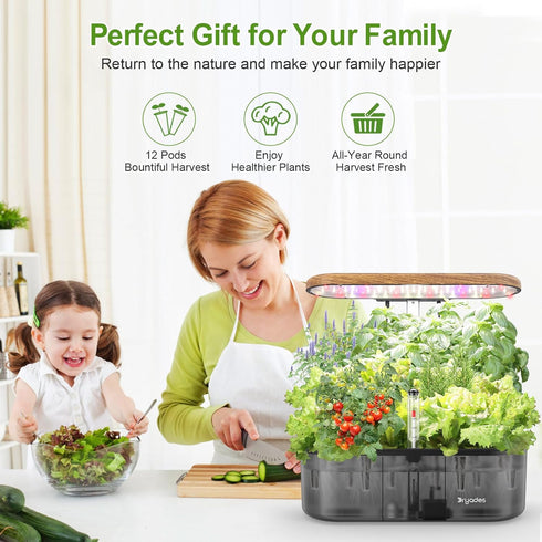 12 Hydroponics Growing System Indoor Garden: Pods Indoor Herb Garden Kit with LED Grow Light Plant Germination Kit