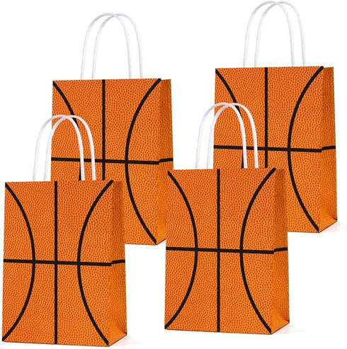 16 PCS Basketball Party Gift Bags, Birthday Decor, Party Favor Goody Treat Candy Bag, Basketball Pattern