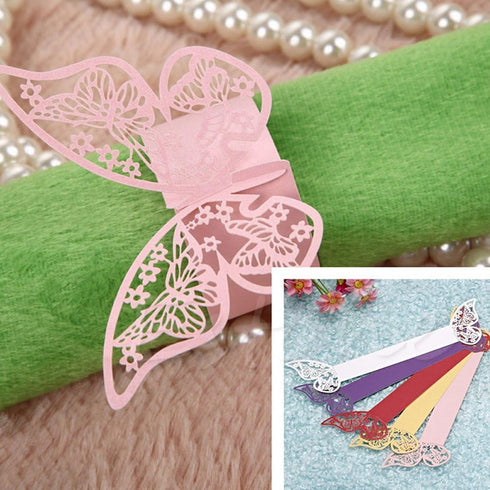 King&Pig 50pcs Laser Cut Butterfly Shape Napkin Rings for Dinners, Lunch Tables, Home Wedding Birthday Party