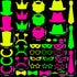 Skylety 42 Pcs Neon Photo Booth Props, Fully Assembled Colorful Fluorescent Paper for Birthday, Wedding, Halloween,