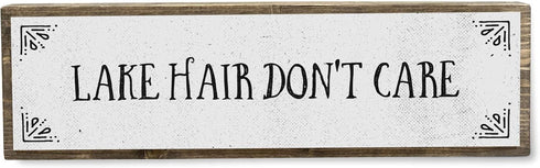 Lake Wood Signs, Medium - Wood And Metal, Lake Hair Don’t Care