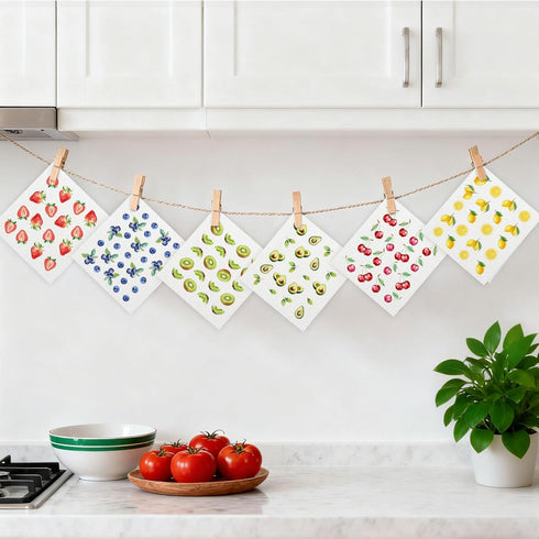 6 Pack, Mixed Fruit Swedish Kitchen Dishcloths Dish Towels Fruit Dish Towels for Kitchen, Swedish Dishcloth with Lemon