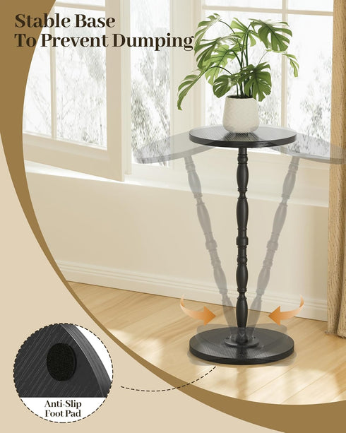 Round Side Table, Drink Table for Small Spaces, Vintage Accent Side Table, Pedestal End Tables for Bedroom, Living