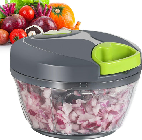 Ourokhome Portable Manual Food Processor Vegetable Chopper, Hand Pull String Garlic Mincer Onion Cutter for Veggies,