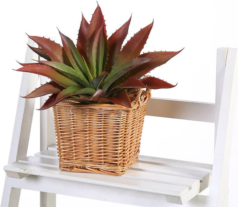 JUSTOYOU Large Artificial Succulents Aloe Plants - Real Touch Fake Flowers Unpotted (1, Green-Red)