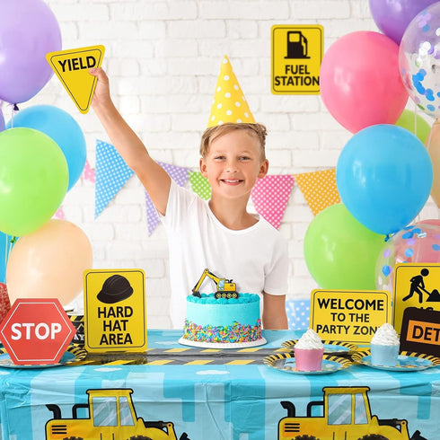 WERNNSAI Construction Party Decorations - 12 PCS Birthday Party Supplies for Boys Kids Truck Birthday Cutouts