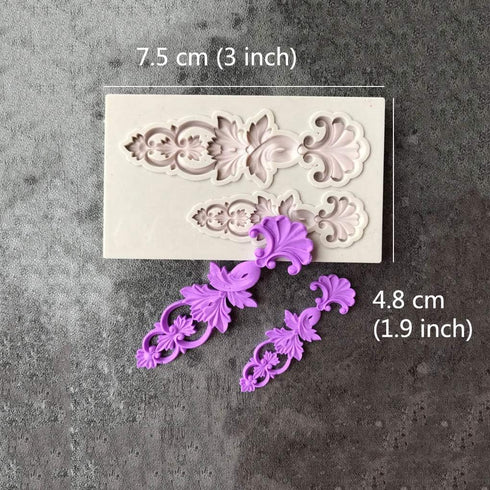 Juland 5 PCS Silicone Fondant Cake Mold, Baroque Style Curlicues Scroll Mold for Sugarcraft and Crafting Projects