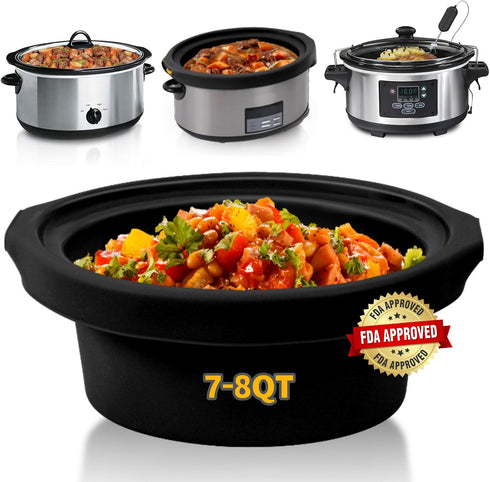 Slow Cooker Liners for 7-8 QT, Maywe Tanso Reusable & Leakproof Silicone Liner for Crock Pot, Dishwasher Safe